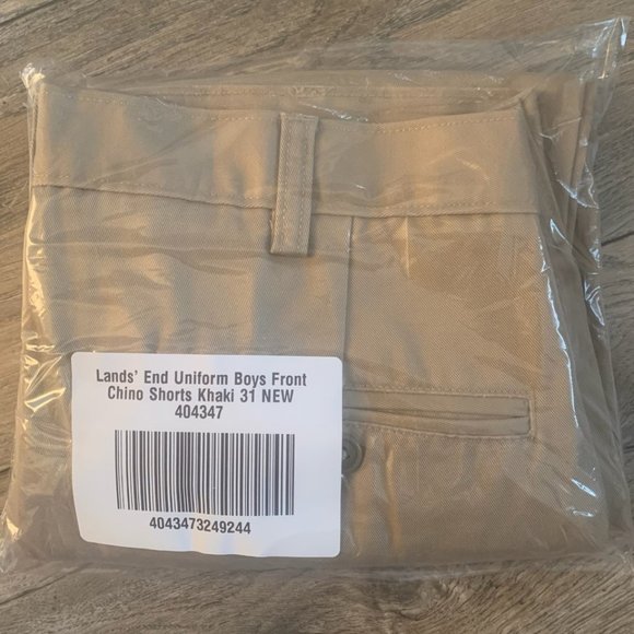 NWT LANDS' END UNIFORM BOYS COTTON CHINO SHORTS KHAKI 8H, 20 & BOY'S/MENS 31 - Picture 7 of 12